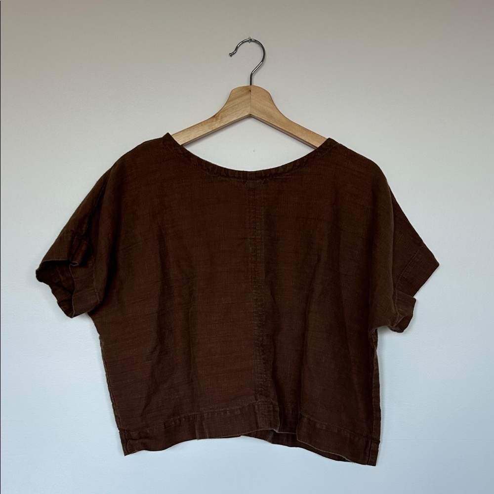 Shelter Brown 100% Linen Women's Top Made in Canada